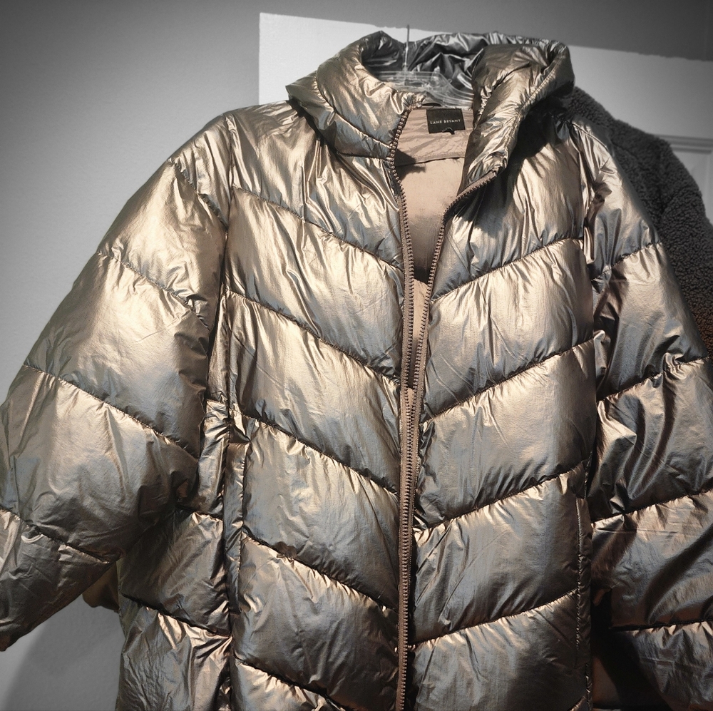 Lane Bryant Shimmering Silver Puffer Jacket